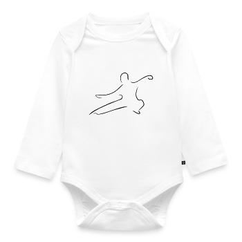 Qi Gong Line Art - Minimalist - Organic Longsleeve Baby Bodysuit - white - Front