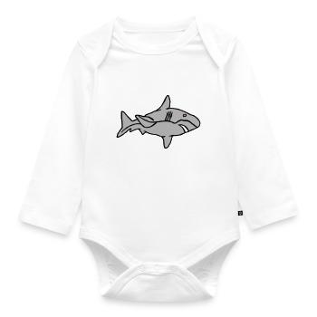 Poisson Requin Prédateur Eau Graffiti Océan - Body Bébé bio manches longues - blanc - Devant