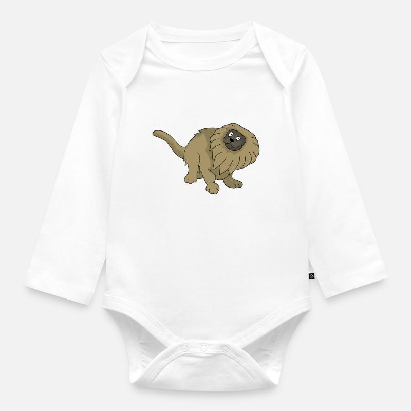 Äffchen - Baby Bio-Langarm-Body - Weiß