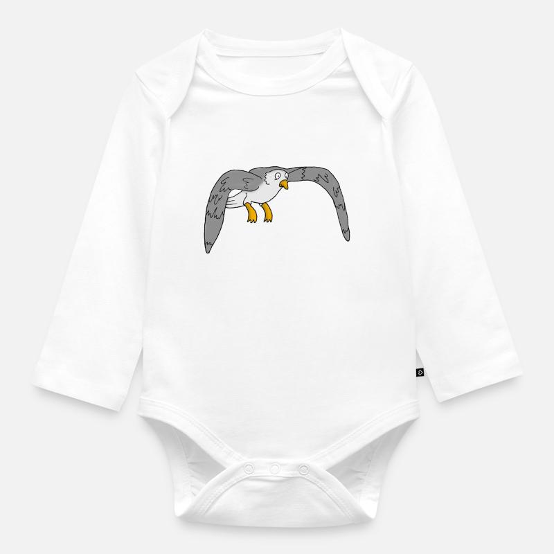 Möwe - Baby Bio-Langarm-Body - Weiß