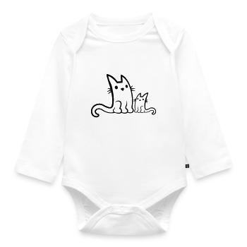 Cats Family Mama Child - Organic Longsleeve Baby Bodysuit - white - Front