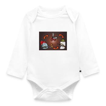 Scissors, Stone, Paper Skirt, Paper, Scissors - Organic Longsleeve Baby Bodysuit - white - Front