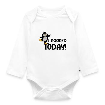 I pooped today Penguin - Organic Longsleeve Baby Bodysuit - white - Front