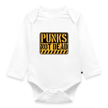 punks not dead quote - Organic Longsleeve Baby Bodysuit - white - Front