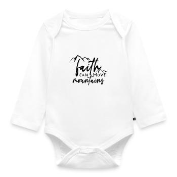 faith can move mountains - Organic Longsleeve Baby Bodysuit - white - Front
