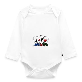 Bust a Mark Poker Card Games Poker Player Card - Baby Bio-Langarm-Body - Weiß - Vorne