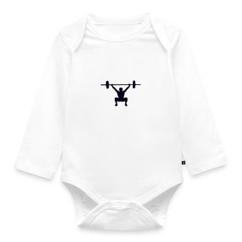 squats gym logo - Organic Longsleeve Baby Bodysuit - white - Front