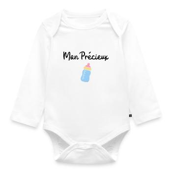 mon précieux biberon - Body Bébé bio manches longues - blanc - Devant
