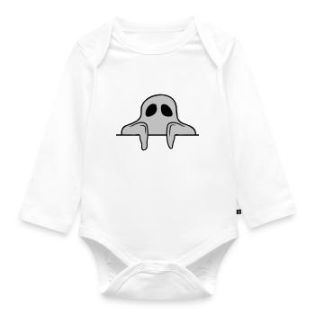 Ghost Behind Wall Comic - Organic Longsleeve Baby Bodysuit - white - Front