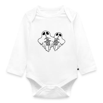 Team Bubble Tea Ghosts - Organic Longsleeve Baby Bodysuit - white - Front