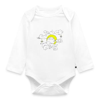 Mond im Sternenhimmel - Baby Bio-Langarm-Body - Weiß - Vorne