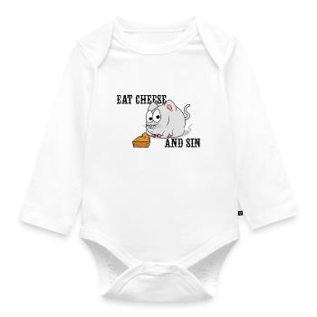 Eat Cheese And Sin - Organic Longsleeve Baby Bodysuit - white - Front