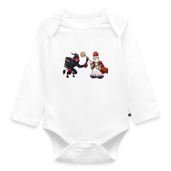 Saint Nicholas VS Krampus - Organic Longsleeve Baby Bodysuit - white - Front