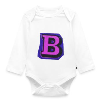 Typography Letter B - Organic Longsleeve Baby Bodysuit - white - Front