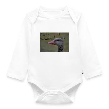 Goose confused - funny saying - Organic Longsleeve Baby Bodysuit - white - Front