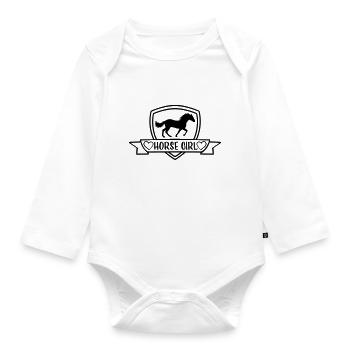 horse girl quote saying - Organic Longsleeve Baby Bodysuit - white - Front