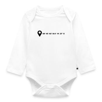 Baden-Baden Koordinaten - Baby Bio-Langarm-Body - Weiß - Vorne