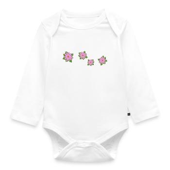 vier blumen rosa - Baby Bio-Langarm-Body - Weiß - Vorne