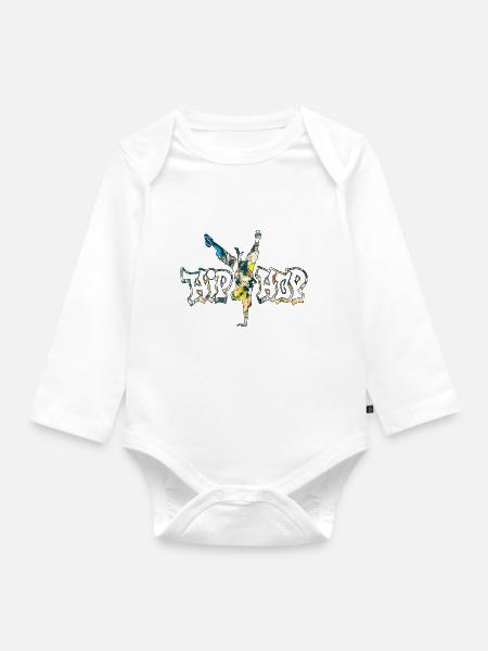 Musik lustige Hip Hop Retro Song Hipster Vinyl Party - Baby Bio-Langarm-Body - Weiß