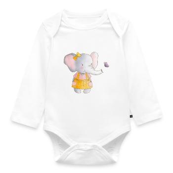 Elephant Family Mama Baby T-Shirt - Body Bébé bio manches longues - blanc - Devant