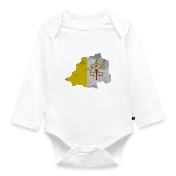 Drapeau de la Cité du Vatican en forme de pays - Body Bébé bio manches longues - blanc - Devant