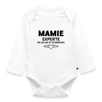 Mamie experte en câlins et friandises - Body Bébé bio manches longues - blanc - Devant