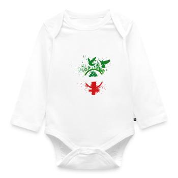 femme vie liberté, oiseaux,iran,drapeau,iran libre - Body Bébé bio manches longues - blanc - Devant