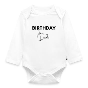 Geburtstags-Typ - Baby Bio-Langarm-Body - Weiß - Vorne