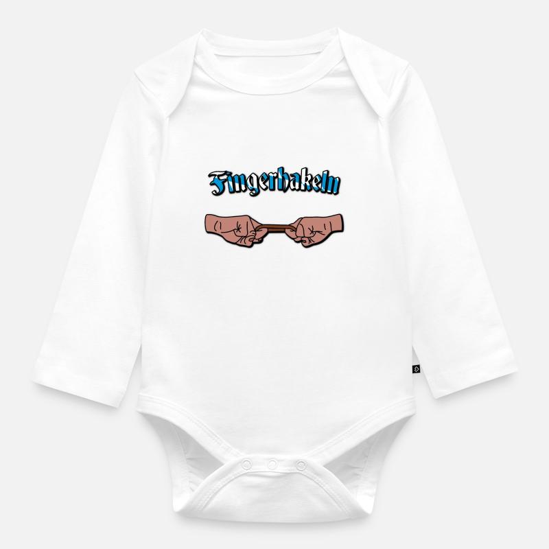 Fingehakeln - Baby Bio-Langarm-Body - Weiß