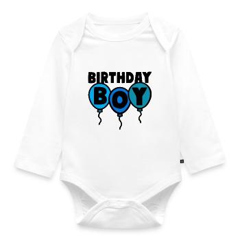 Birthday Boy Geburtstagskind - Baby Bio-Langarm-Body - Weiß - Vorne