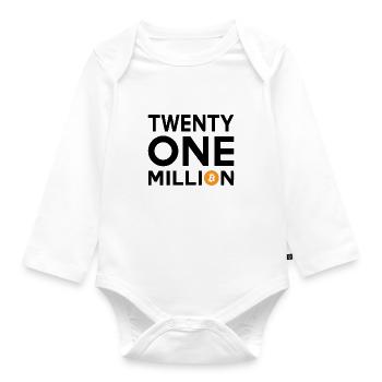 Bitcoin Twenty One Million - Baby Bio-Langarm-Body - Weiß - Vorne