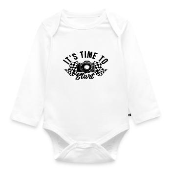 It's Time to Start - Organic Longsleeve Baby Bodysuit - white - Front