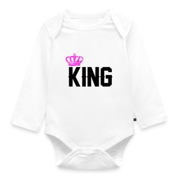 King - Organic Longsleeve Baby Bodysuit - white - Front