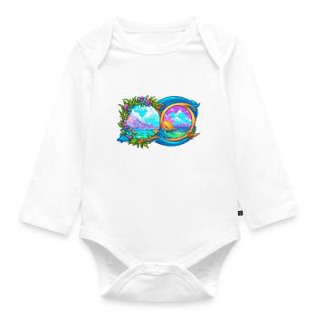 Travelling the ocean - Organic Longsleeve Baby Bodysuit - white - Front