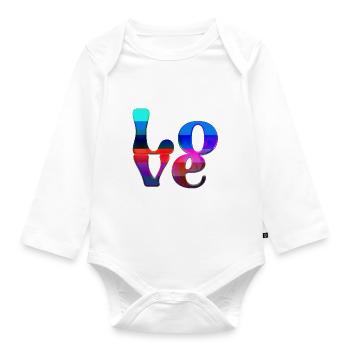 lgbt,love,schrift,chrom,bunt,liebe - Baby Bio-Langarm-Body - Weiß - Vorne