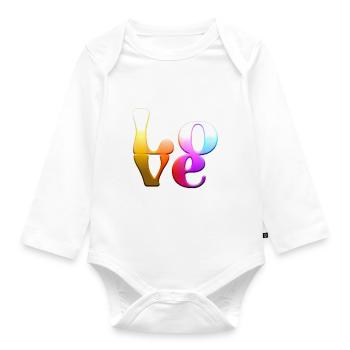 lgbt,love,schrift,chrom,bunt,liebe,gold - Baby Bio-Langarm-Body - Weiß - Vorne