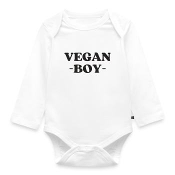 Vegan boy - Baby Bio-Langarm-Body - Weiß - Vorne