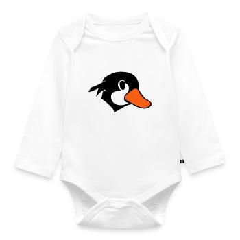 Comic Ente - Baby Bio-Langarm-Body - Weiß - Vorne