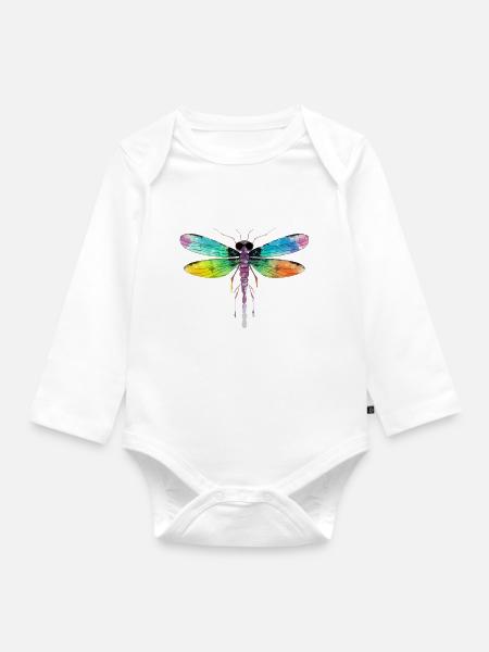 Mia, die Libelle - Baby Bio-Langarm-Body - Weiß