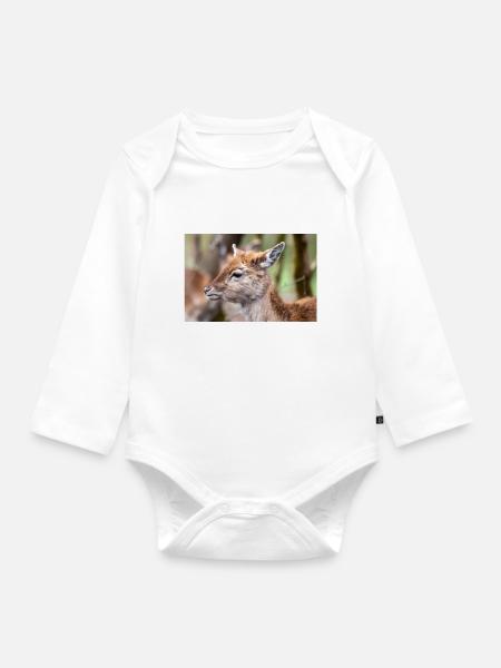 Damhirsch Damwild Dama - Baby Bio-Langarm-Body - Weiß