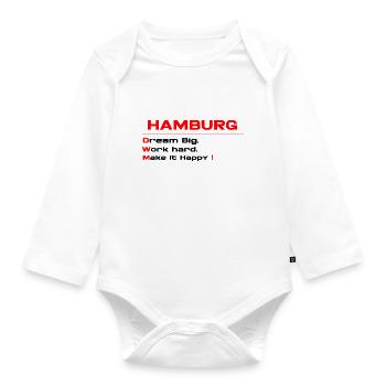 Hamburg Work hard - Organic Longsleeve Baby Bodysuit - white - Front