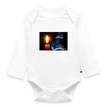 A candle shining over an unknown land. - Organic Longsleeve Baby Bodysuit - white - Front