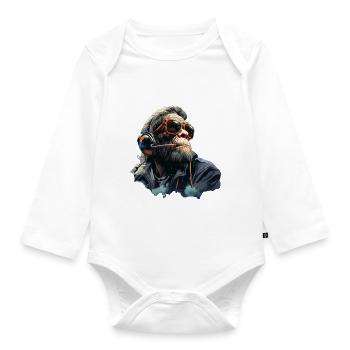 Gamer Chimp mit Headset - Baby Bio-Langarm-Body - Weiß - Vorne