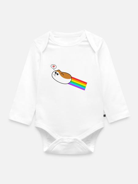 Hamster mit Regenbogen - Baby Bio-Langarm-Body - Weiß