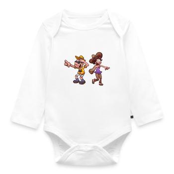 Tourist Couple - Organic Longsleeve Baby Bodysuit - white - Front
