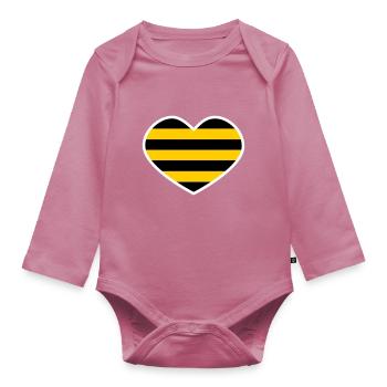 Rodent heart - Organic Longsleeve Baby Bodysuit - mauve - Front