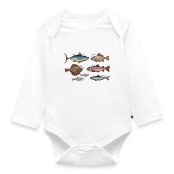 Meerestiere - Baby Bio-Langarm-Body - Weiß - Vorne