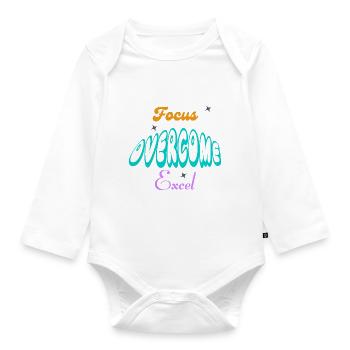 Fucus, Overcome, Excel typography - Organic Longsleeve Baby Bodysuit - white - Front
