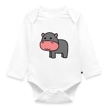 Hippopotame Comic Animal - Body Bébé bio manches longues - blanc - Devant