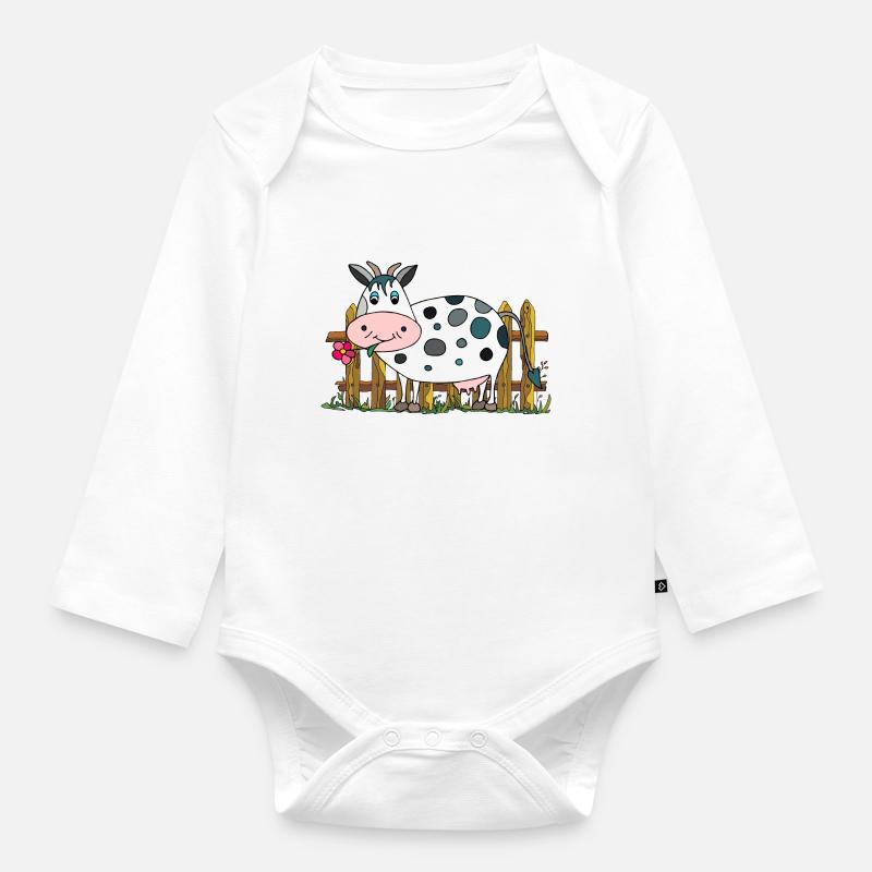 Vache - Body Bébé bio manches longues - blanc